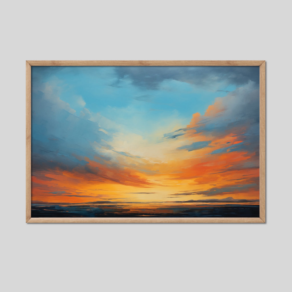Framed Sunset Sky Landscape Artwork.