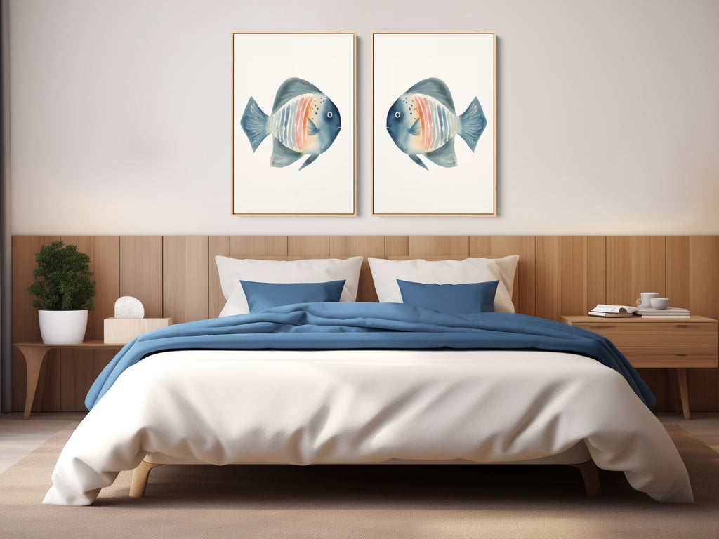 A 2 piece minimalist coastal canvas art print set.