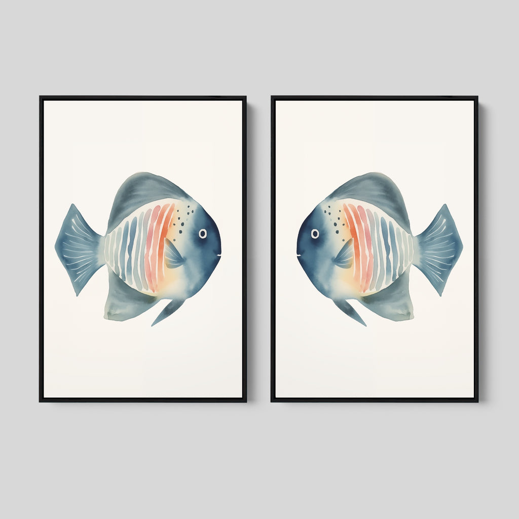 Coastal Nautical Set of 2 Watercolor Prints.