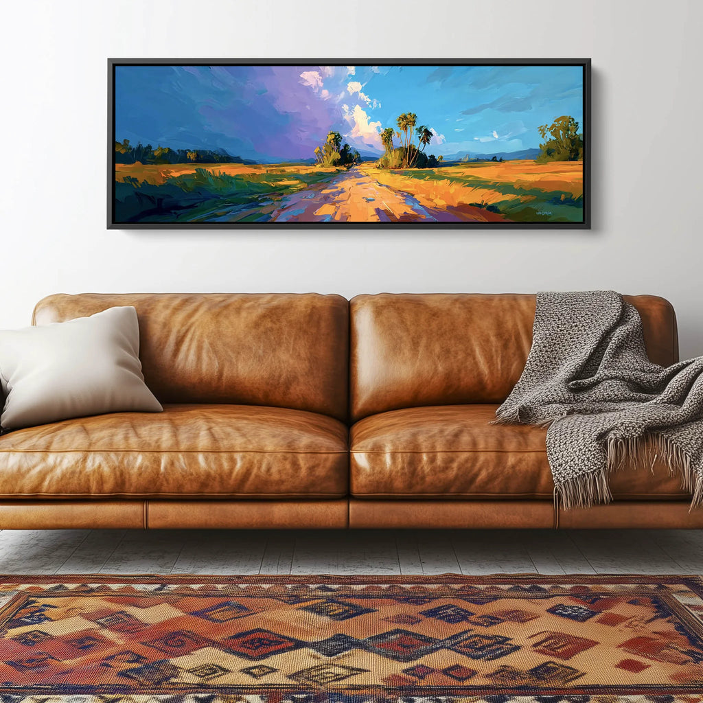 A wide nature wall art print, featuring vivid colors and tranquil scenery.