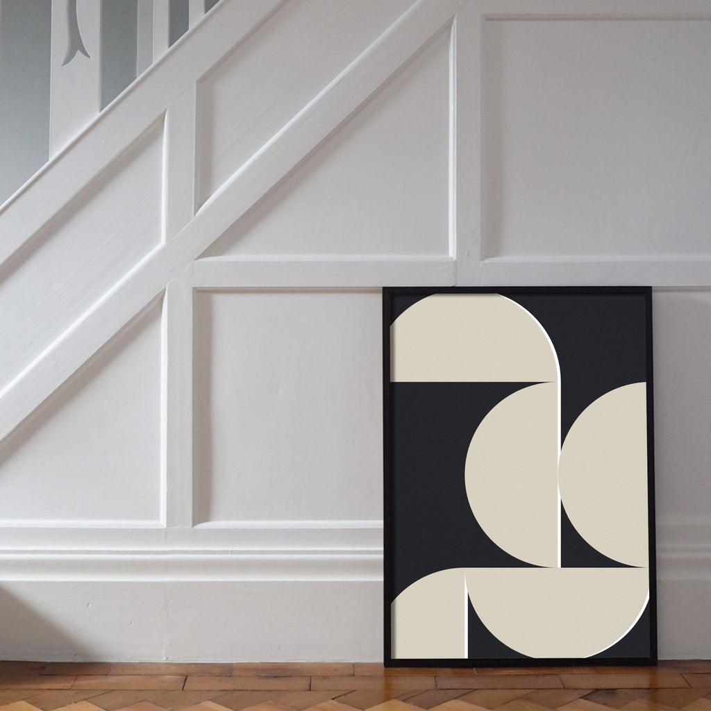 A vertical minimalist geometric gallery wall art.
