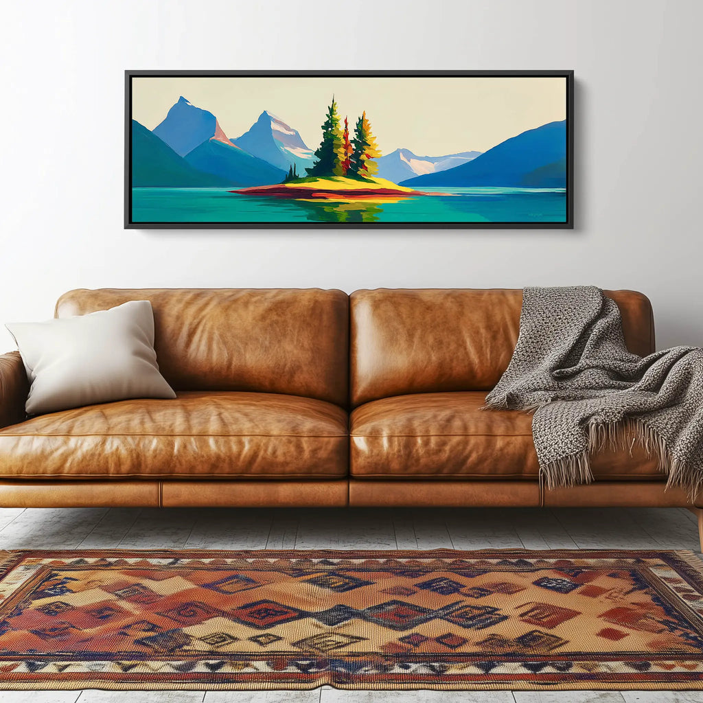 A Contemporary Landscape Painting in crisp blue and green.