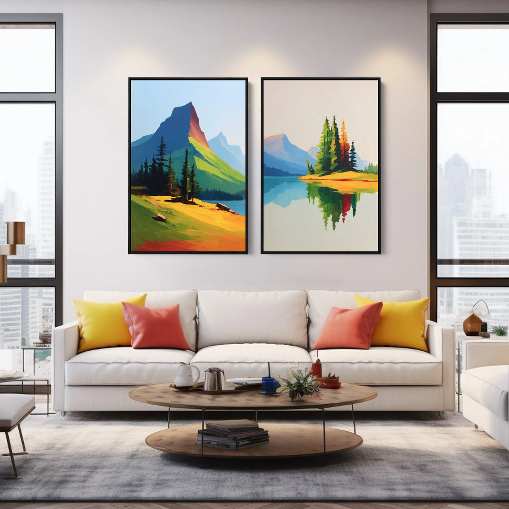 Set of 2 Vertical Contemporary Landscape Art Prints.