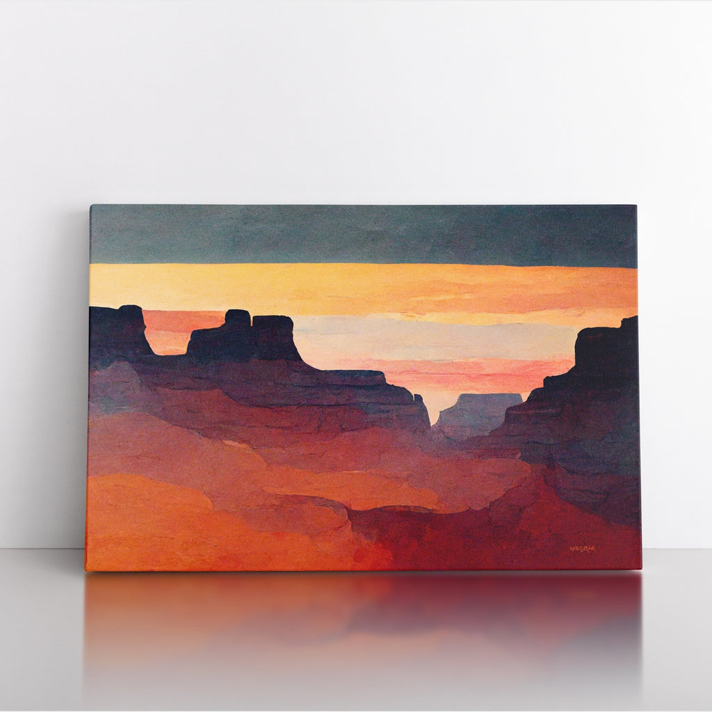 A horizontal framed vibrant desert wall art.