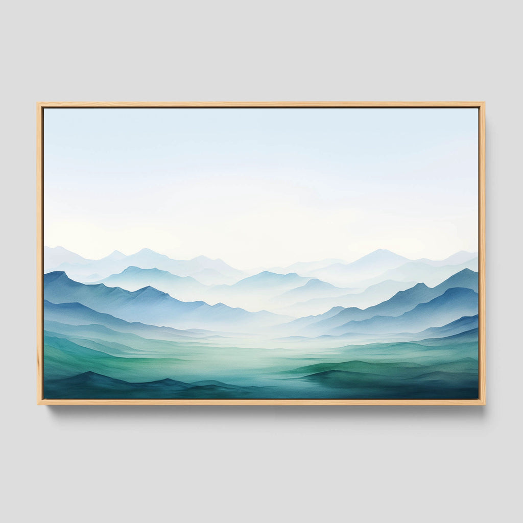 An abstract scenery art in blue and green.