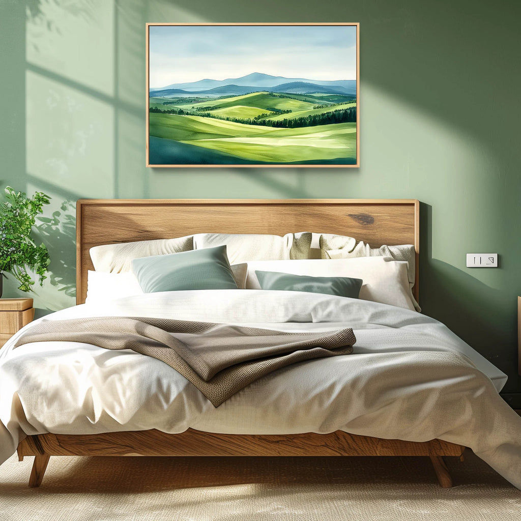 A Minimal Landscape Art Print in Green.