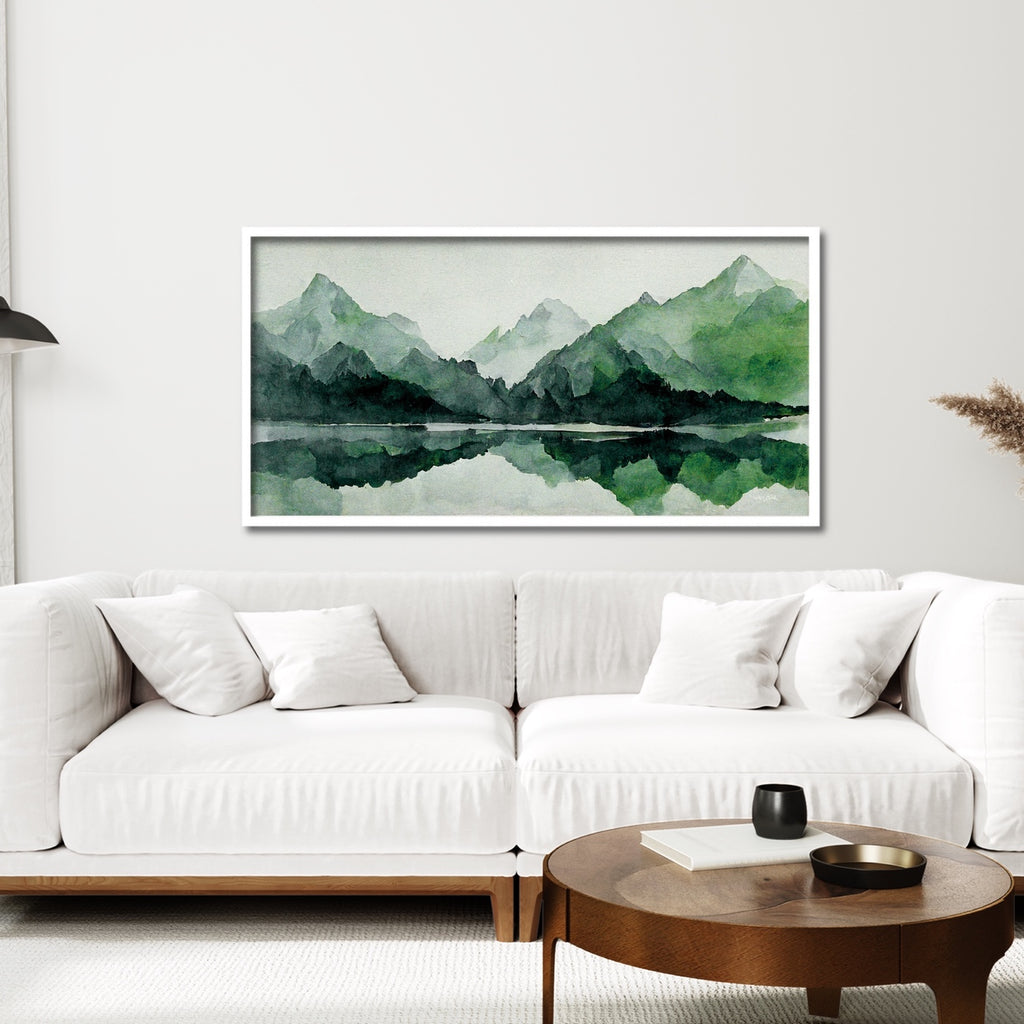 An extra large panoramic green landscape print.