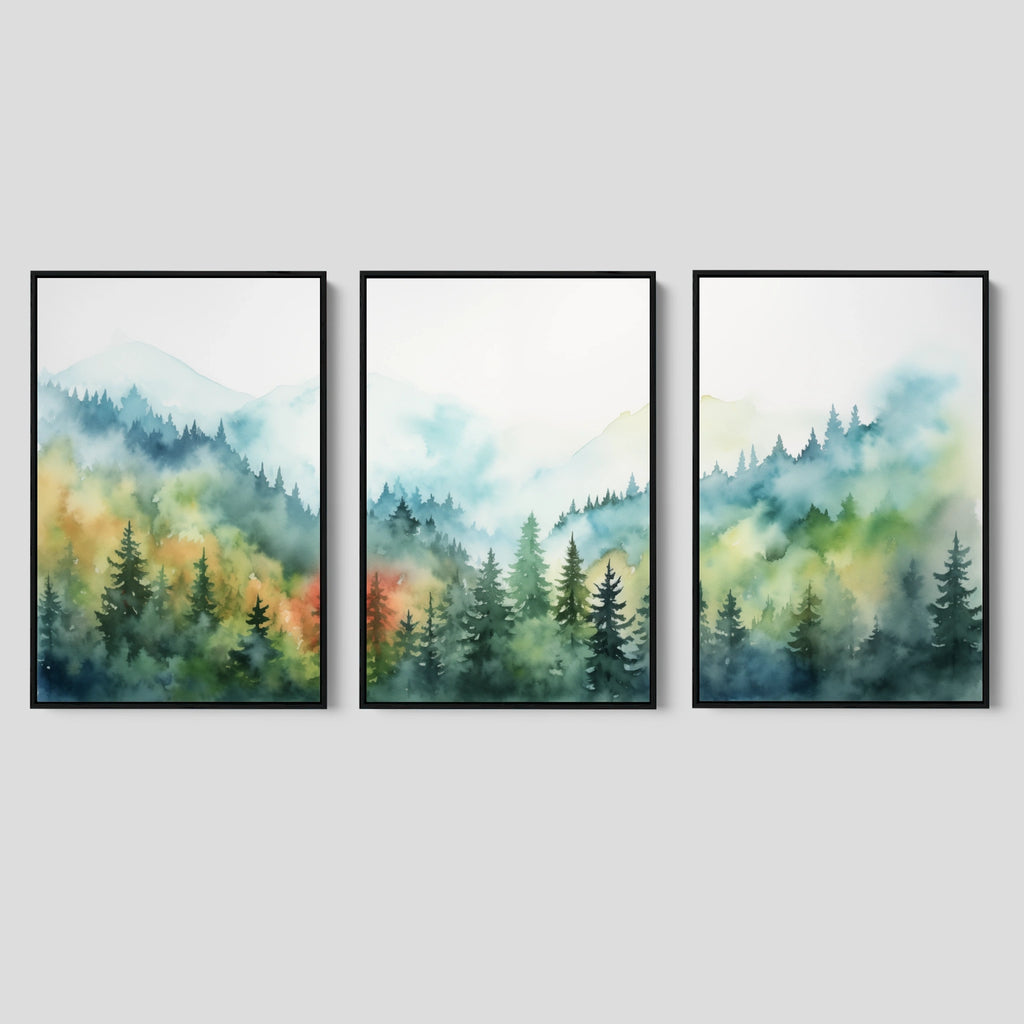 Nature Wall Art Set of 3 in Green