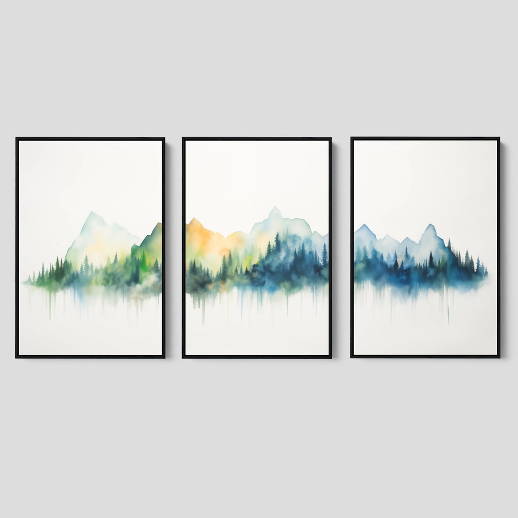 Minimal Forest Watercolor Print Set.