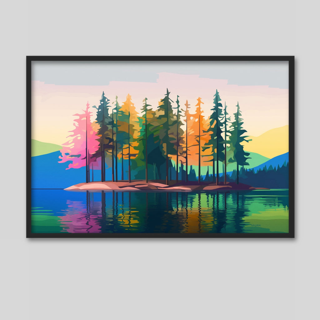 Abstract Forest Nature Painting in vibrant colors.