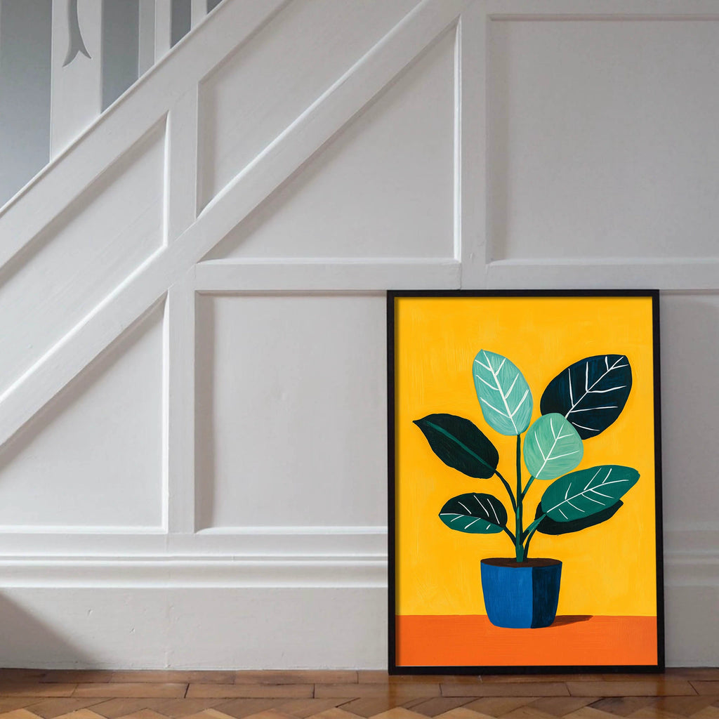 A Botanical art featuring a bold and colorful houseplant inspired by Matisse’s iconic style.
