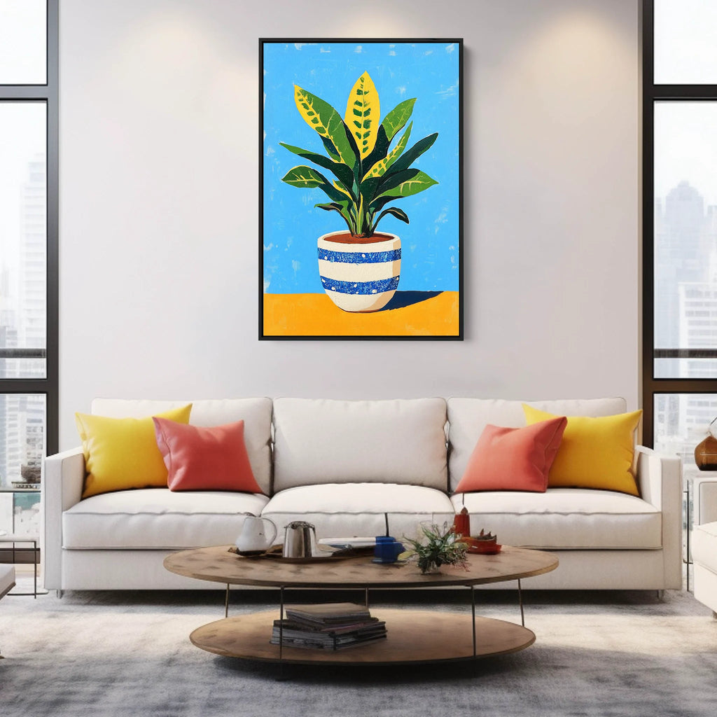 A large plant artwork on stretched canvas.