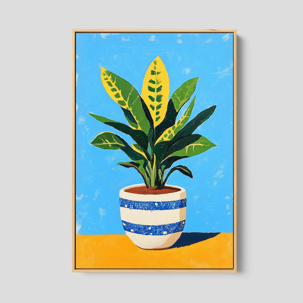 A modern botanical art print in bold hues.