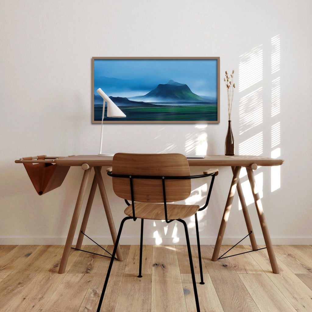 A minimalist landscape art print.
