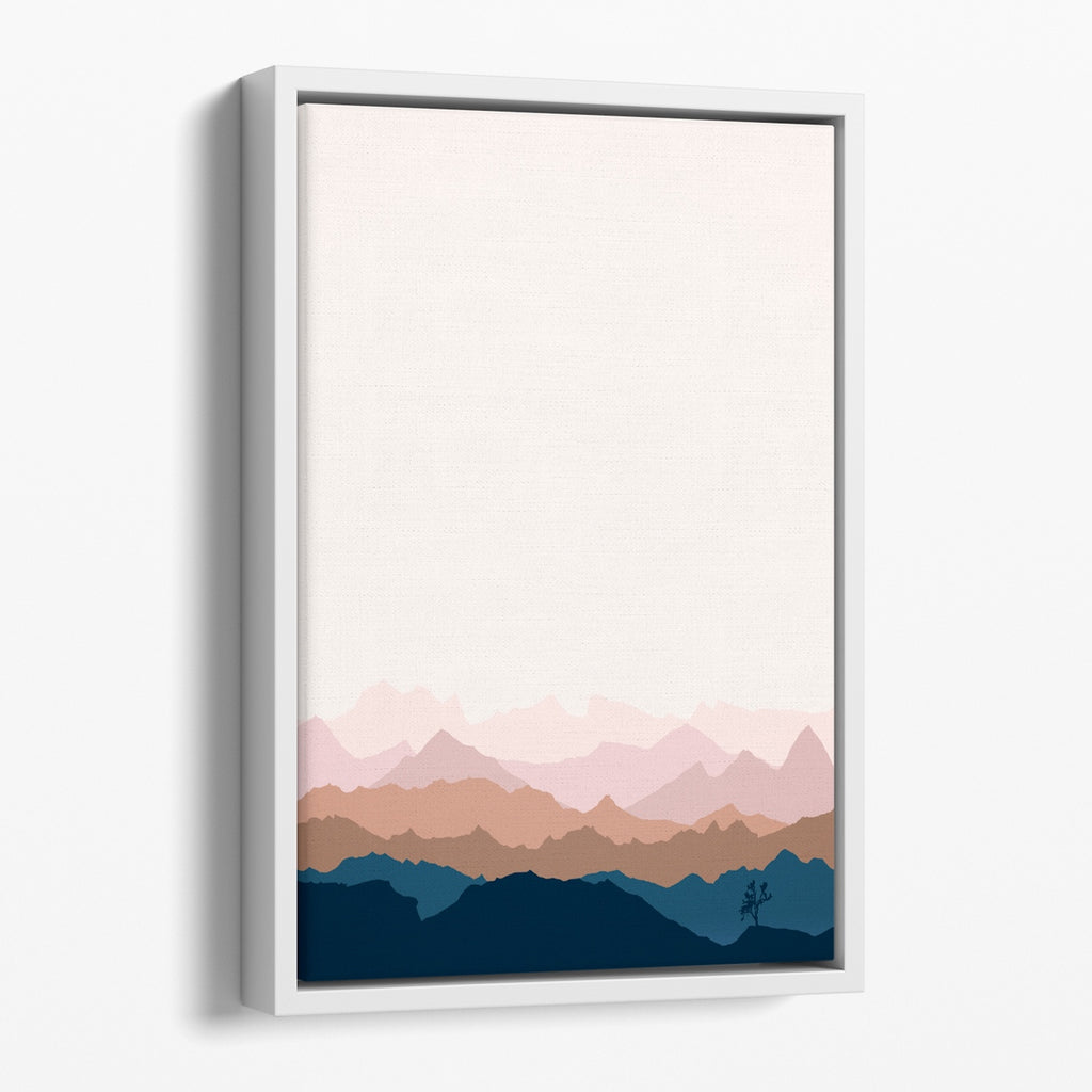 A minimalist boho artwork in blush and navy blue.