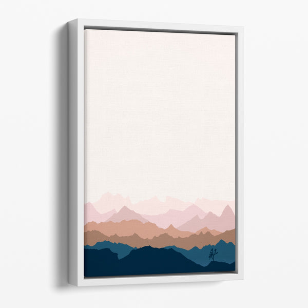 A minimalist boho artwork in blush and navy blue.