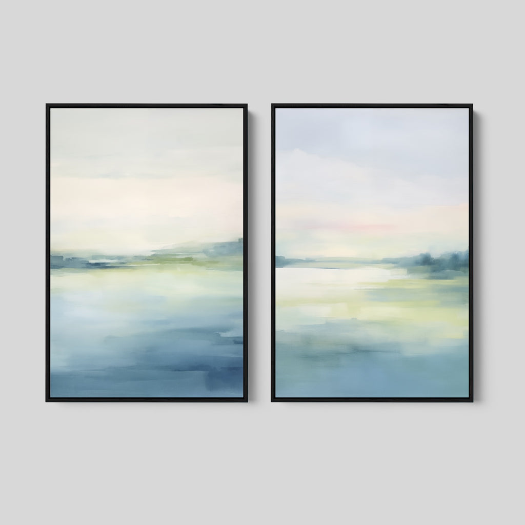 Minimalist Coastal Abstract Canvas Artwork Set.