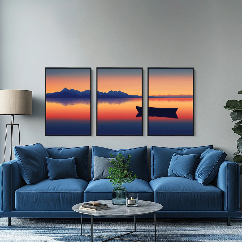 Framed Lake Landscape Canvas Art Set of 3
