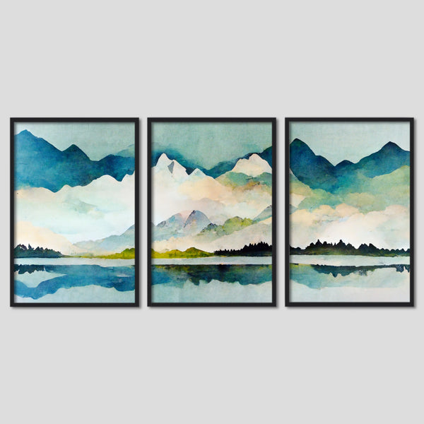 Modern Abstract Mountain Artwork in Light Hues.