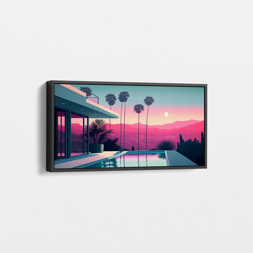 A huge Mid Century Modern House Wall Decor in Pink and Teal.