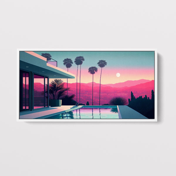 A vibrant mid century modern wall decor on paper or canvas, framed or unframed.