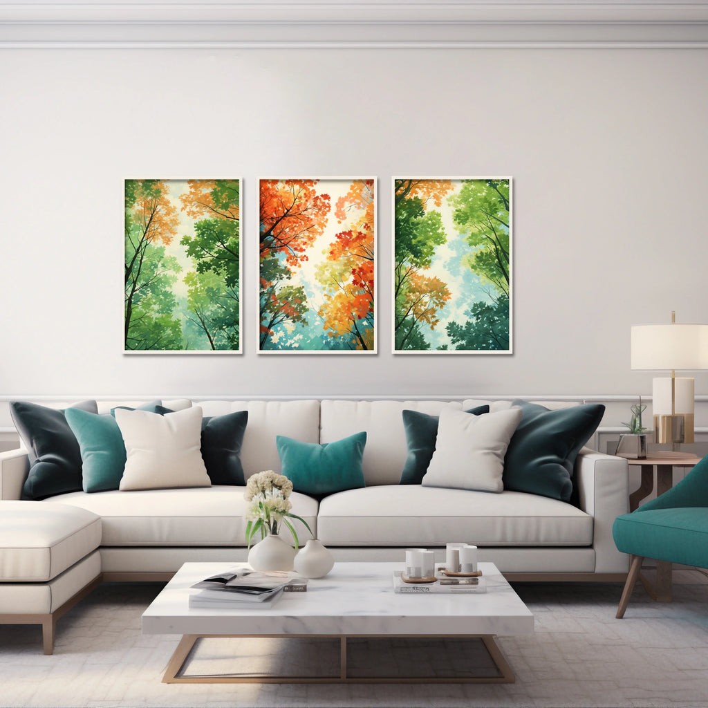 A set of three maples trees nature art prints.
