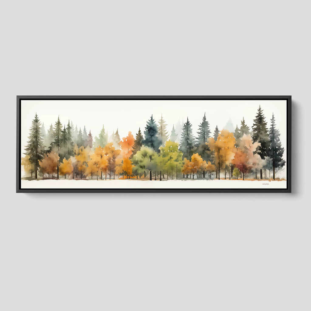 A horizontal tree scenery artwork in soft earthy tones.