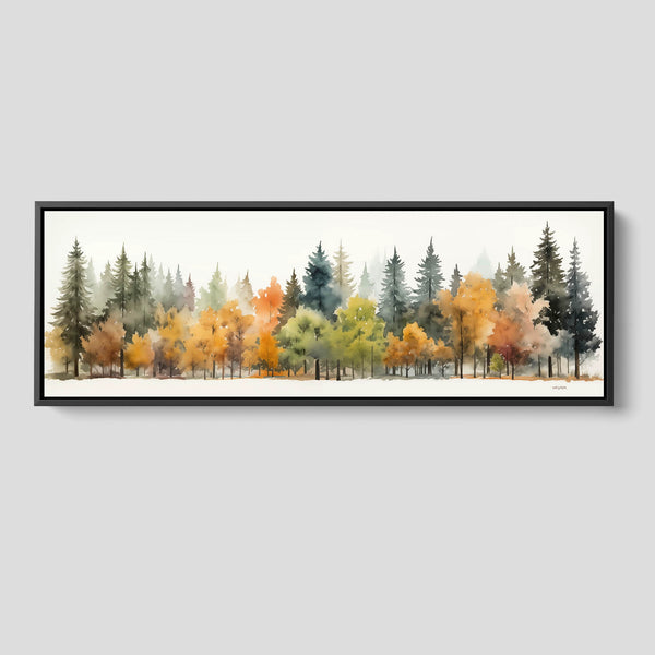 A horizontal tree scenery artwork in soft earthy tones.
