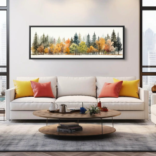 A long forest landscape canvas art.