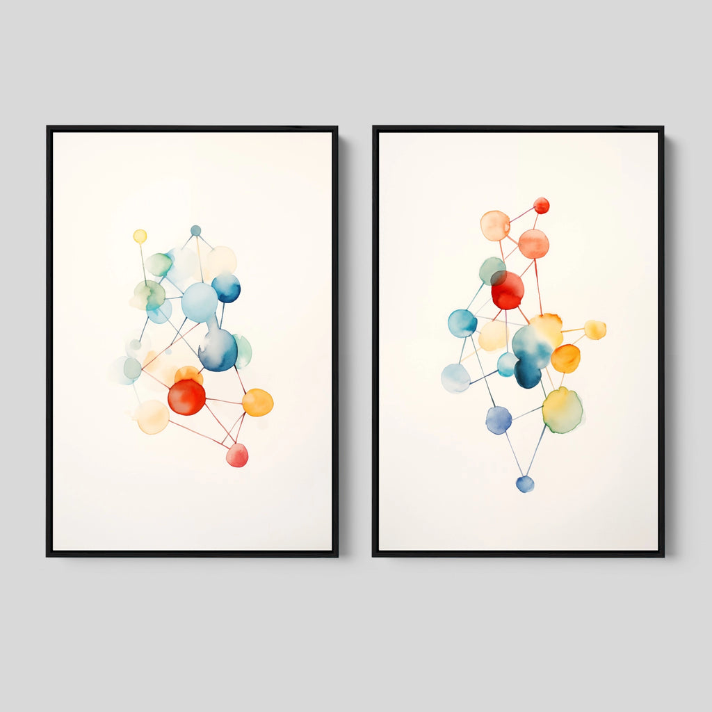 Set of 2 Molecule Paintings