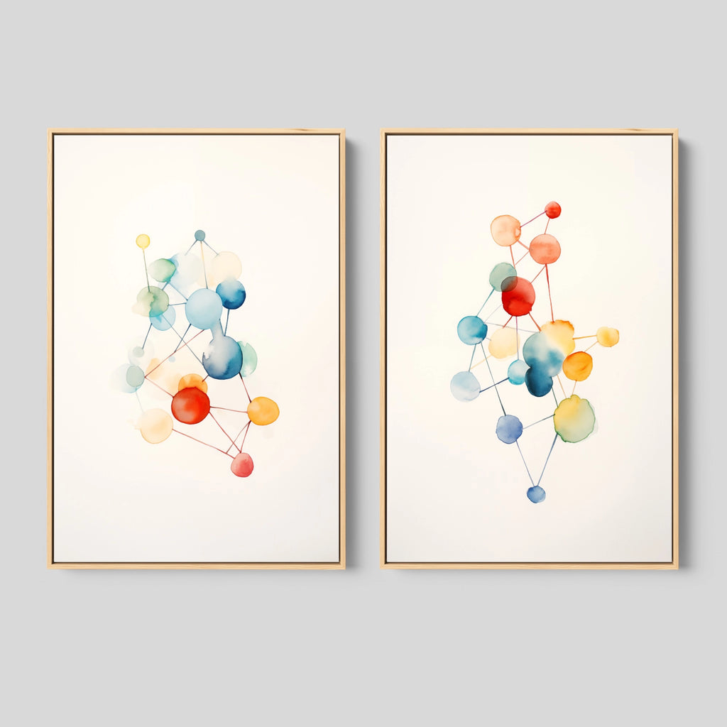 A large abstract molecule wall art set.