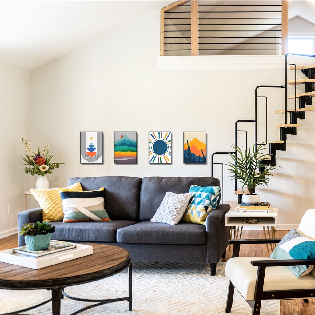 A vertical MCM gallery wall artwork.