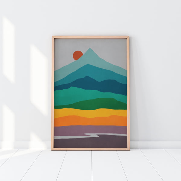 Mid Century Modern Minimalist Wall Art in warm colors