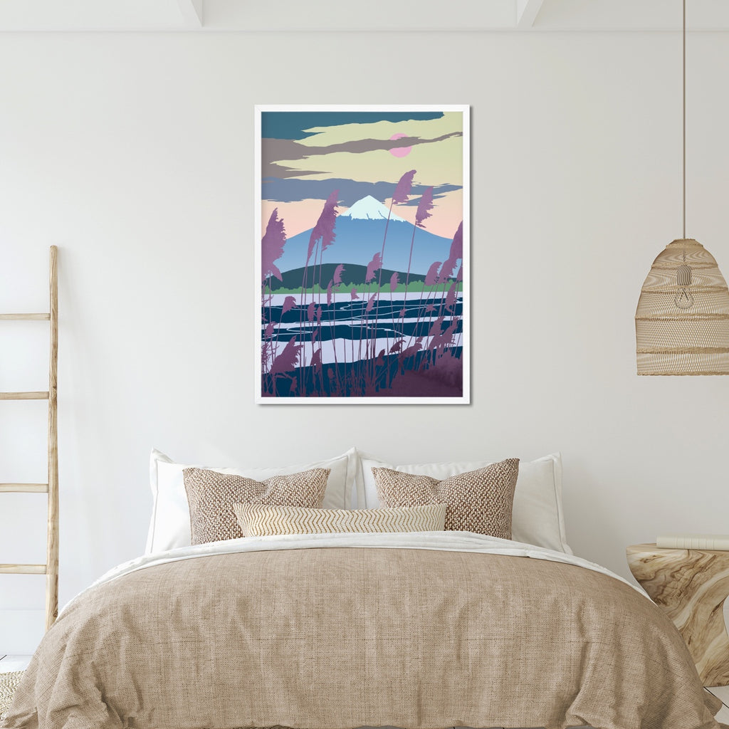 A large modern Mount Fuji artwork.