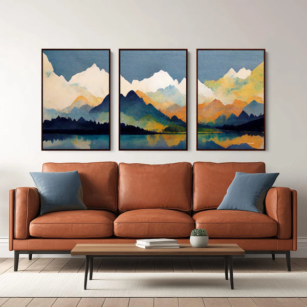 A3 panel abstract watercolor nature wall decor in earthy tones.