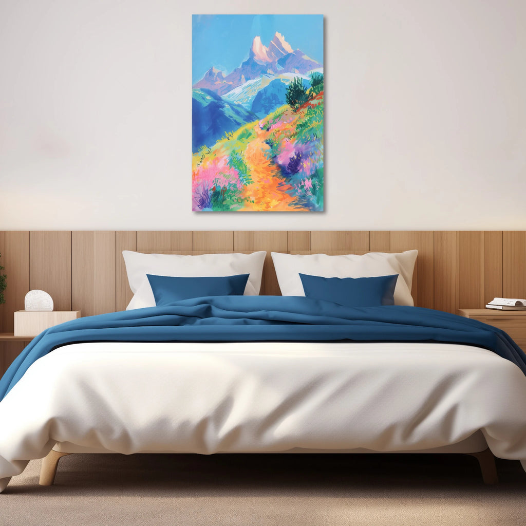 A calming scenery artwork in vibrant pastel colors.