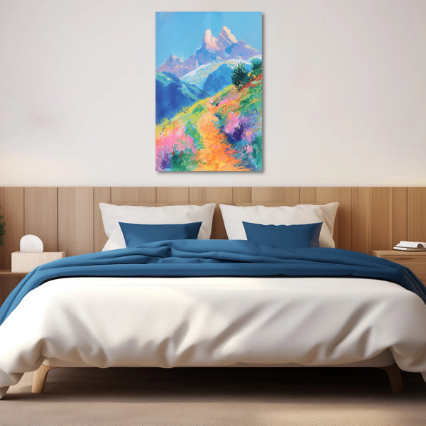 A calming scenery artwork in vibrant pastel colors.