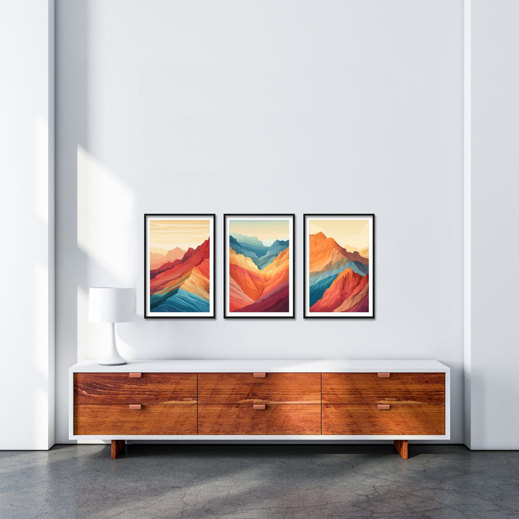 A vibrant abstract nature wall decor set in bold colors.