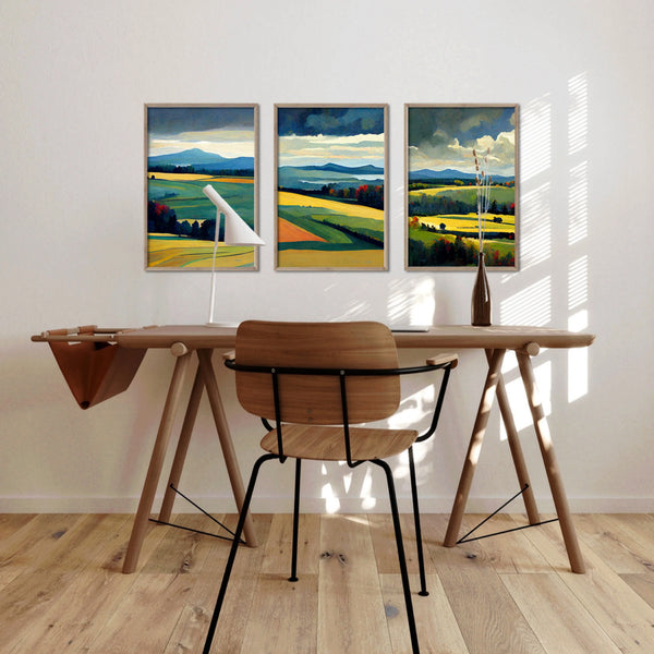 3 piece modern farmhouse canvas art framed.