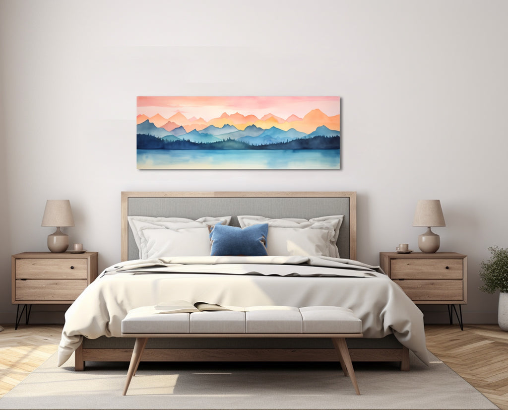 An oversized abstract nature canvas wall art in soft hues.