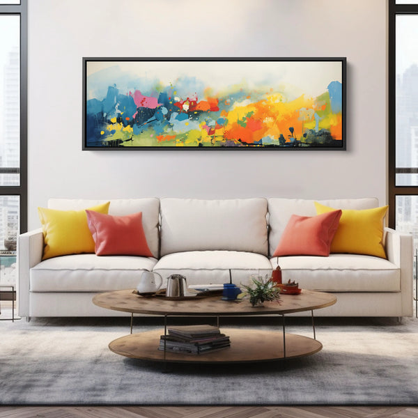 A Long Modern Abstract Wall Decor in Bold Colors.