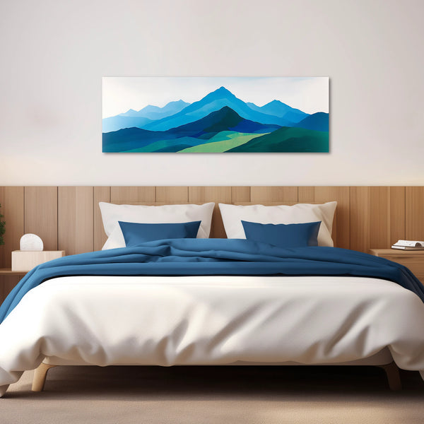 An Oversized Mountain Artwork in Blue and Green.