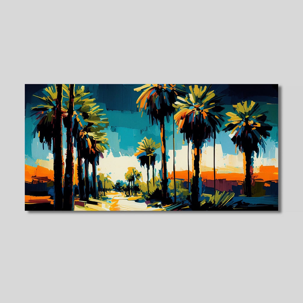 Mid Century Modern California Artwork in Green, Blue and Orange.
