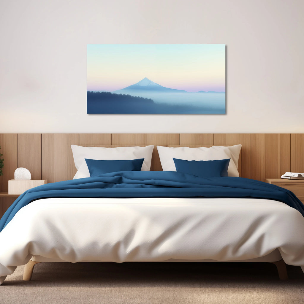 A horizontal mountain living room decor featuring Mt. Hood.