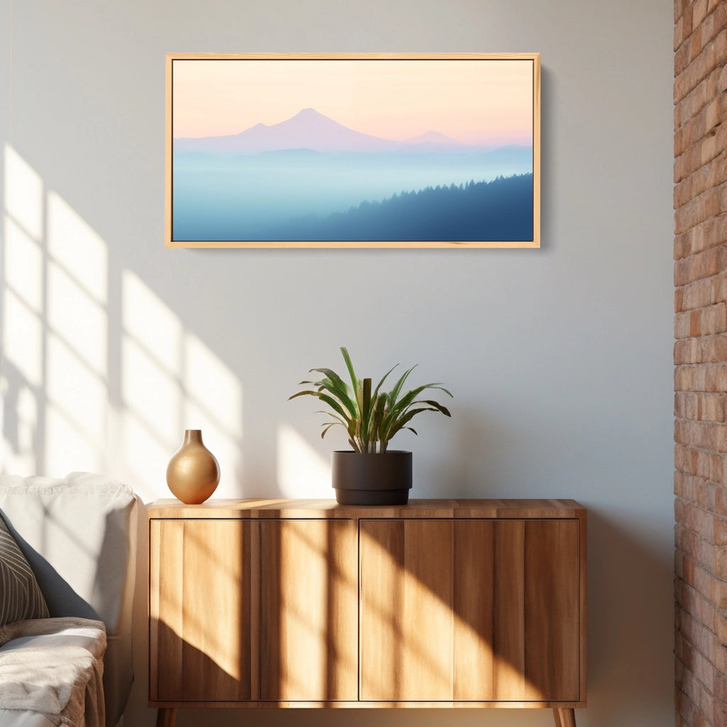 A modern minimalist nature canvas art in pastel colors.