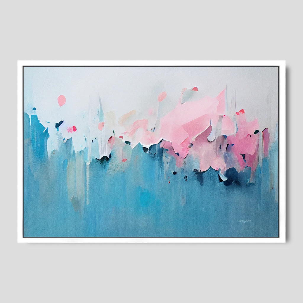 Abstract Acrylic Wall Decor in Blue and Blush Pink.