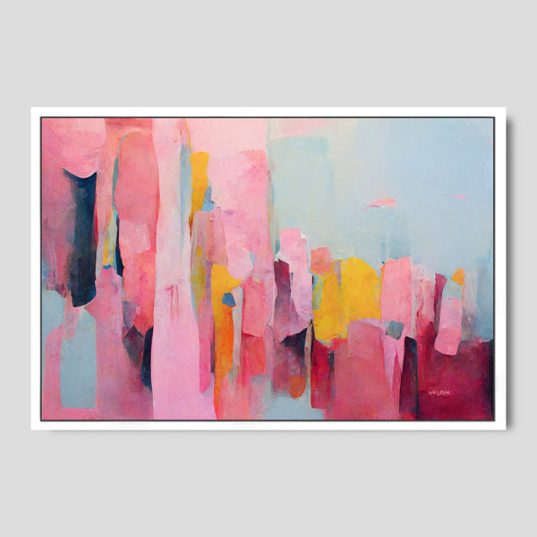 Colorful Abstract Wall Art in Pink and Blue.