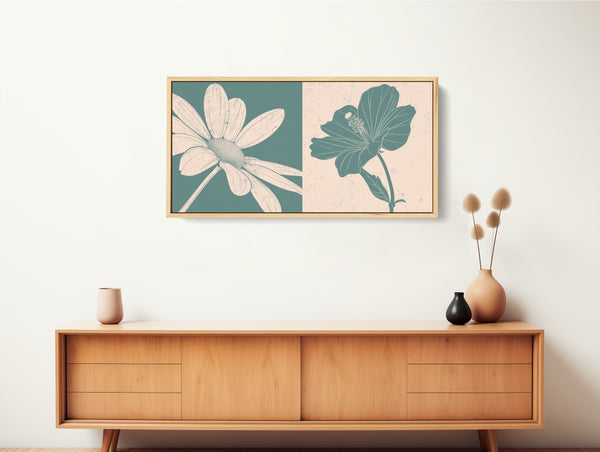 A modern floral botanical boho artwork framed.