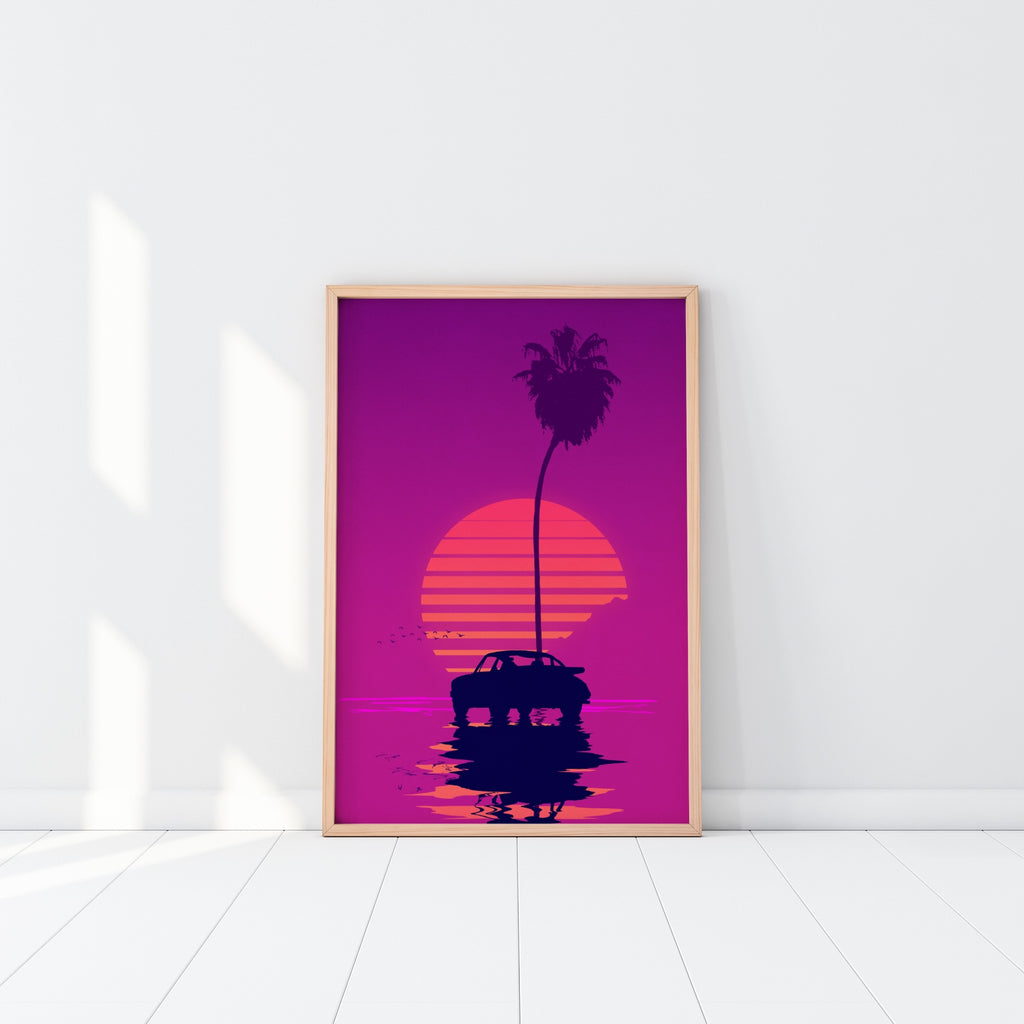 80's Modern Malibu Wall Decor in Bright Pink.