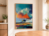 Modern Western wall art framed print showing simplified landscape with open sky and rugged terrain.